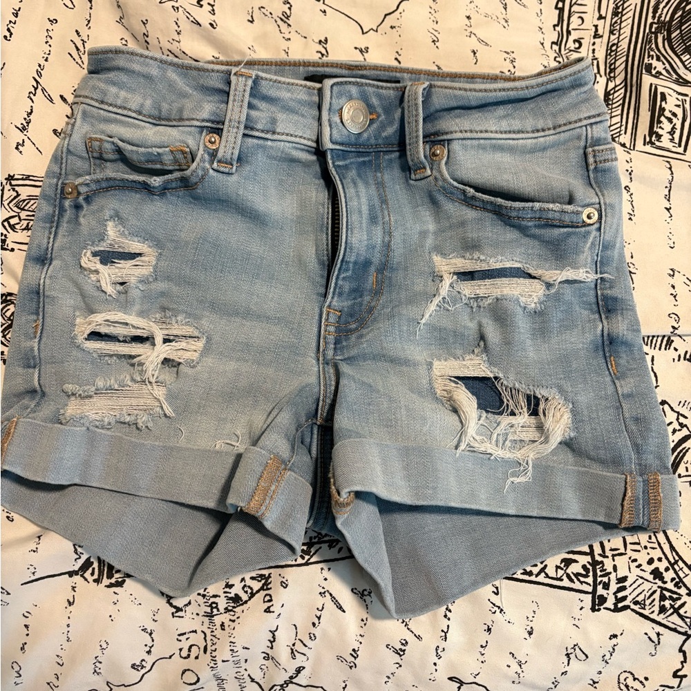 Aeropostale Blue Distressed Jean Shorts